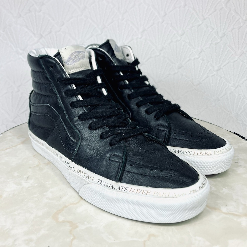 Vans Sk8 Hi High Top Platform Shoes Womens 6.5 Black Leather Streetwear Sneakers